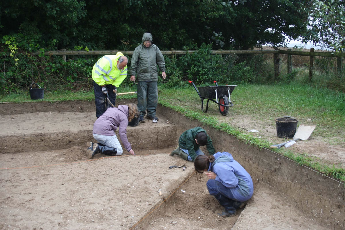 Excavations well underway over the terminal of Dampney Barrow’s ditch. 