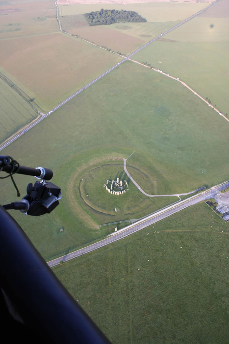 Stonehenge as seen from the One Show balloon, 6.37 AM on the 4th July 2011.